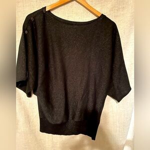 New York & Company Black Glitter Shirt Size S